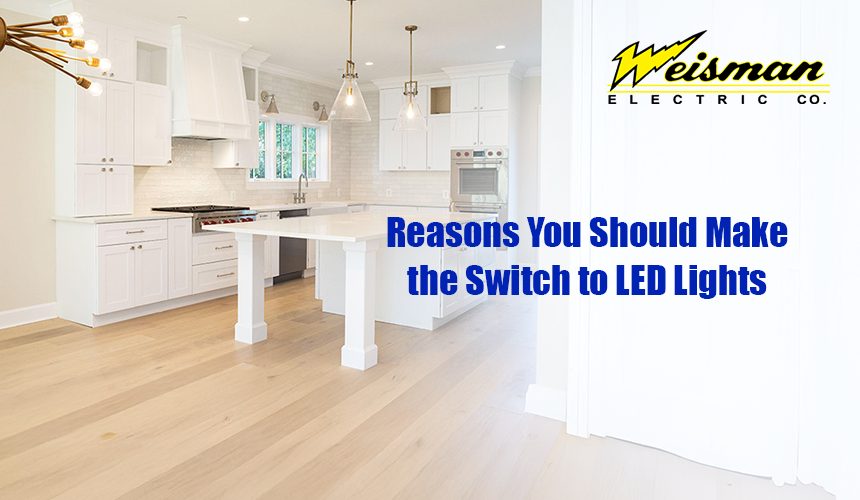 LED light bulbs glowing inside a modern home