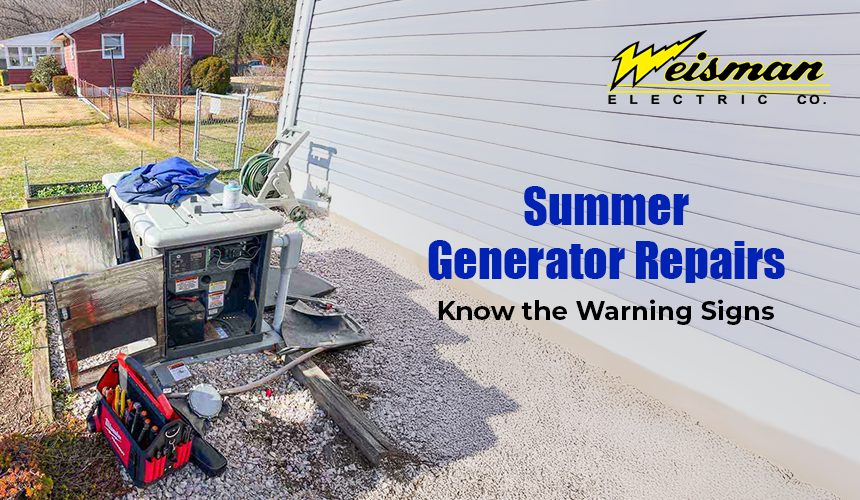 Weisman Electric Co. technician inspecting home generator