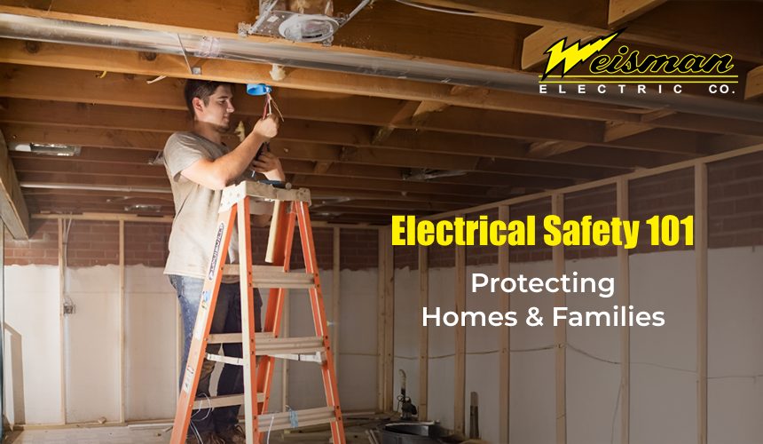 Weisman Electric Co. electrician installing a fire alarm in a Maryland home.