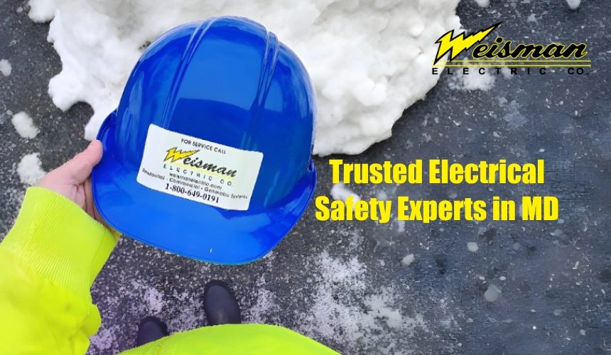 Electrician performing winter electrical safety inspection